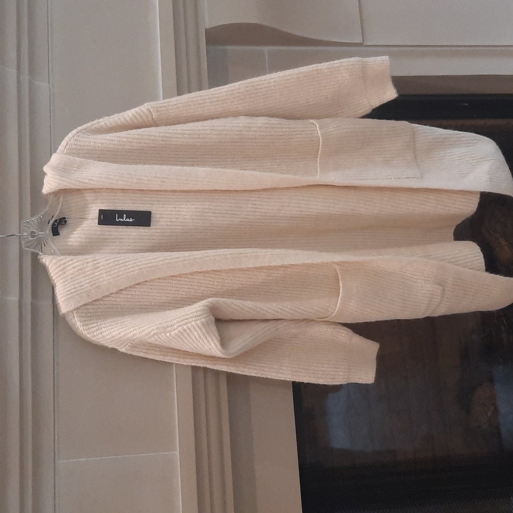 Lulu's Cream Ribbed Knit Sweater With Hood
